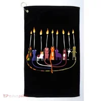 Funny Cat Menorah Hanukkah Golf Towel thumb 0