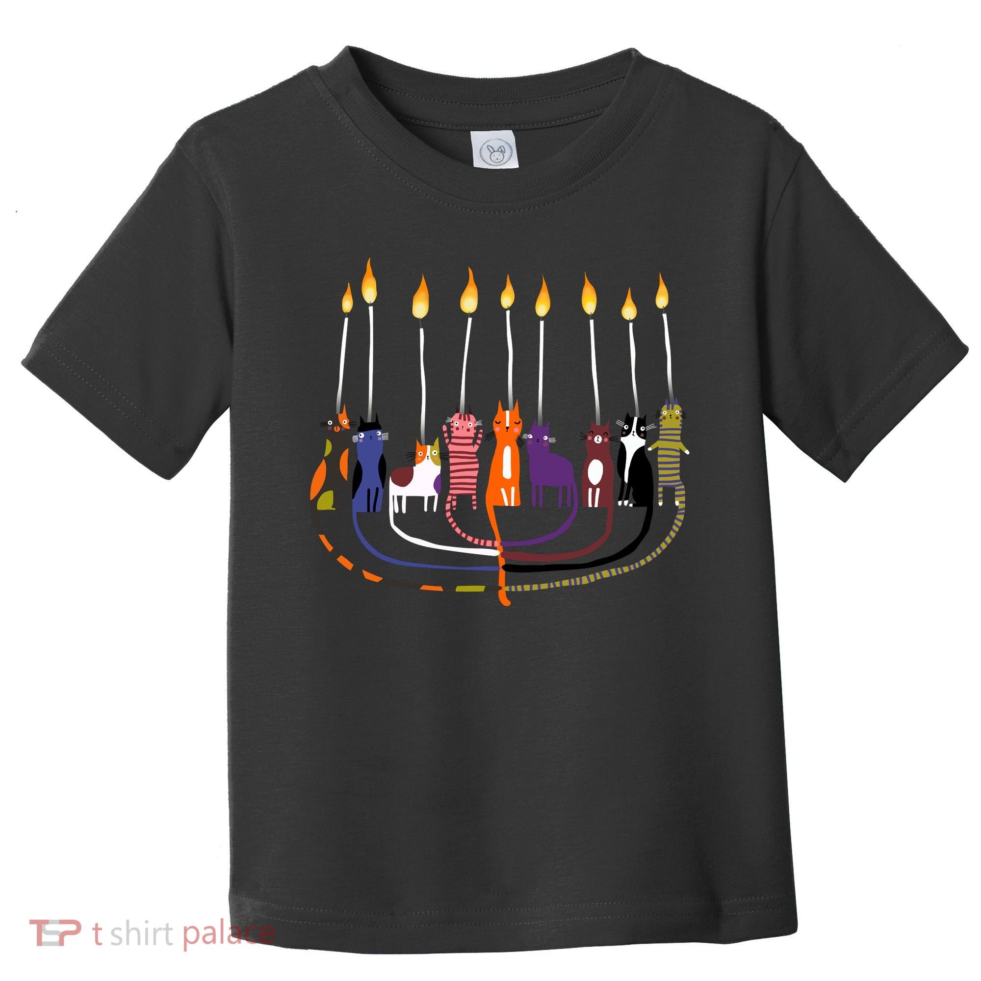 Funny Cat Menorah Hanukkah Toddler T-Shirt