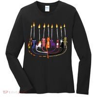 Funny Cat Menorah Hanukkah Women's Long Sleeve Shirt thumb 0