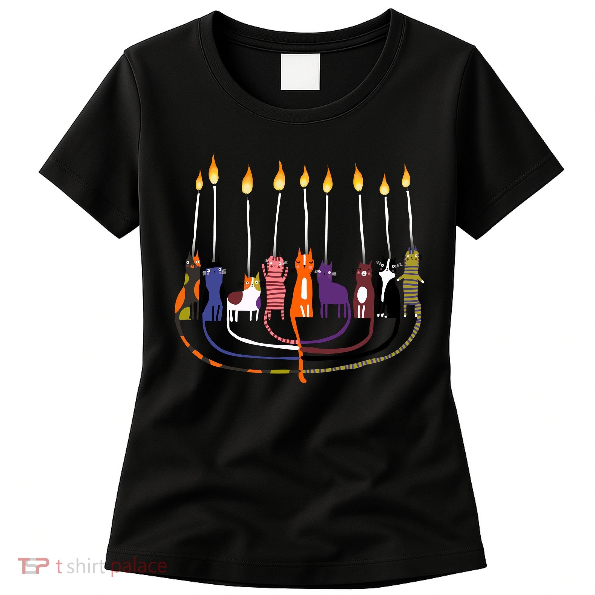 Funny Cat Menorah Hanukkah Women's T-Shirt