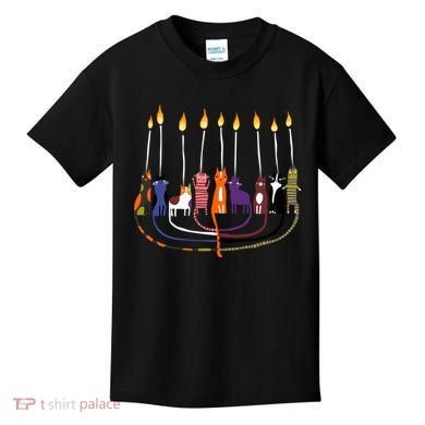 Funny Cat Menorah Hanukkah Kids T-Shirt