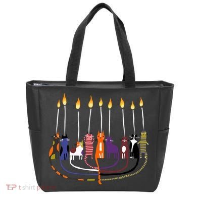 Funny Cat Menorah Hanukkah Tote Bag