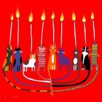 Funny Cat Menorah Hanukkah Santa Hat thumb 1