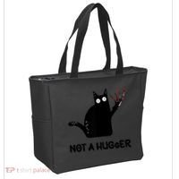 Funny Cat Not A Hugger Sarcastic Cat Saying Tote Bag thumb 2