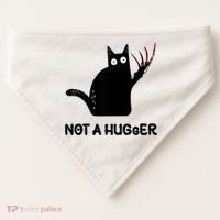 Funny Cat Not A Hugger Sarcastic Cat Saying USA-Made Doggie Bandana thumb 0