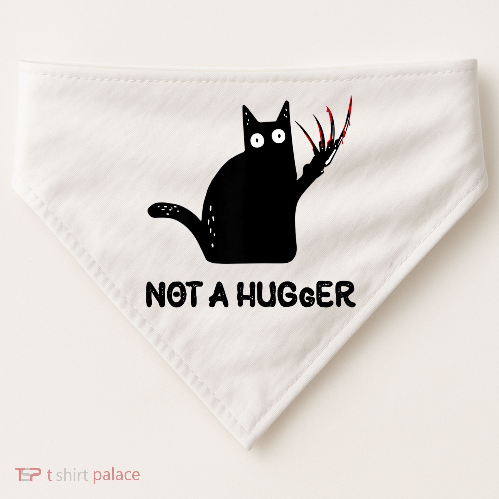 Funny Cat Not A Hugger Sarcastic Cat Saying USA-Made Doggie Bandana
