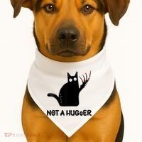 Funny Cat Not A Hugger Sarcastic Cat Saying USA-Made Doggie Bandana thumb 1