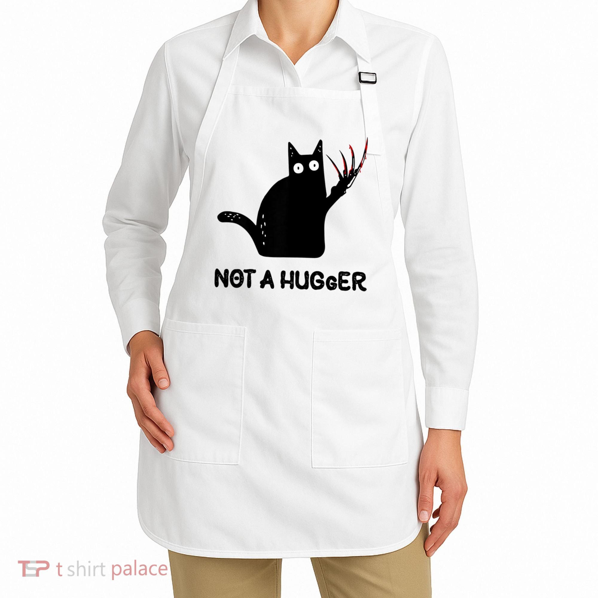 Funny Cat Not A Hugger Sarcastic Cat Saying Apron