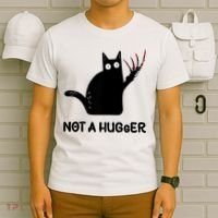Funny Cat Not A Hugger Sarcastic Cat Saying T-Shirt thumb 6