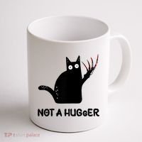 Funny Cat Not A Hugger Sarcastic Cat Saying Coffee Mug thumb 1