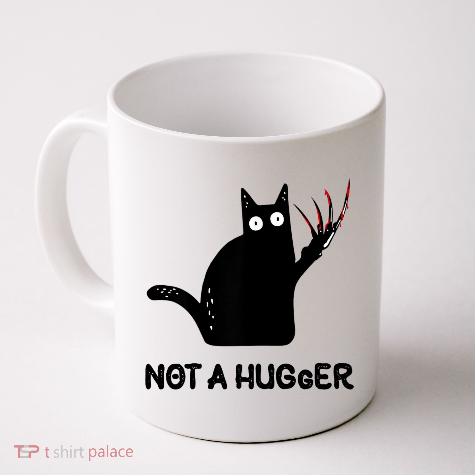 Funny Cat Not A Hugger Sarcastic Cat Saying Coffee Mug