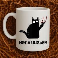 Funny Cat Not A Hugger Sarcastic Cat Saying Coffee Mug thumb 2
