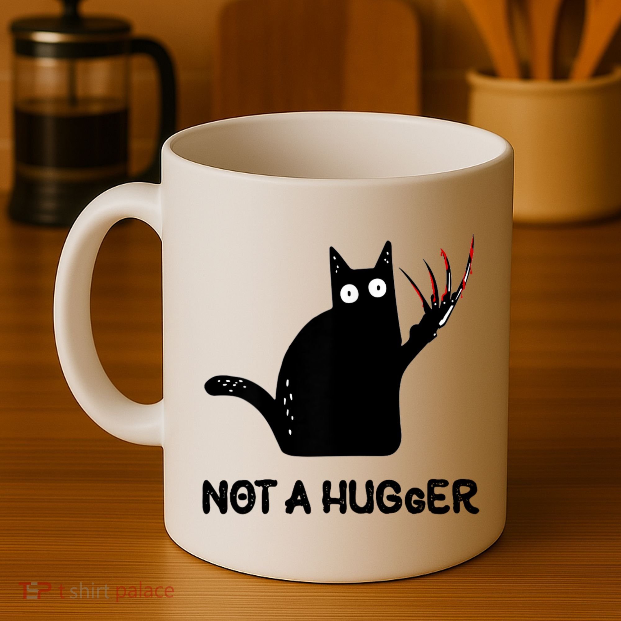 Funny Cat Not A Hugger Sarcastic Cat Saying Coffee Mug