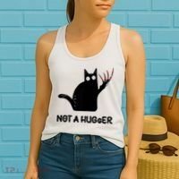 Funny Cat Not A Hugger Sarcastic Cat Saying Women's Tank Top thumb 2
