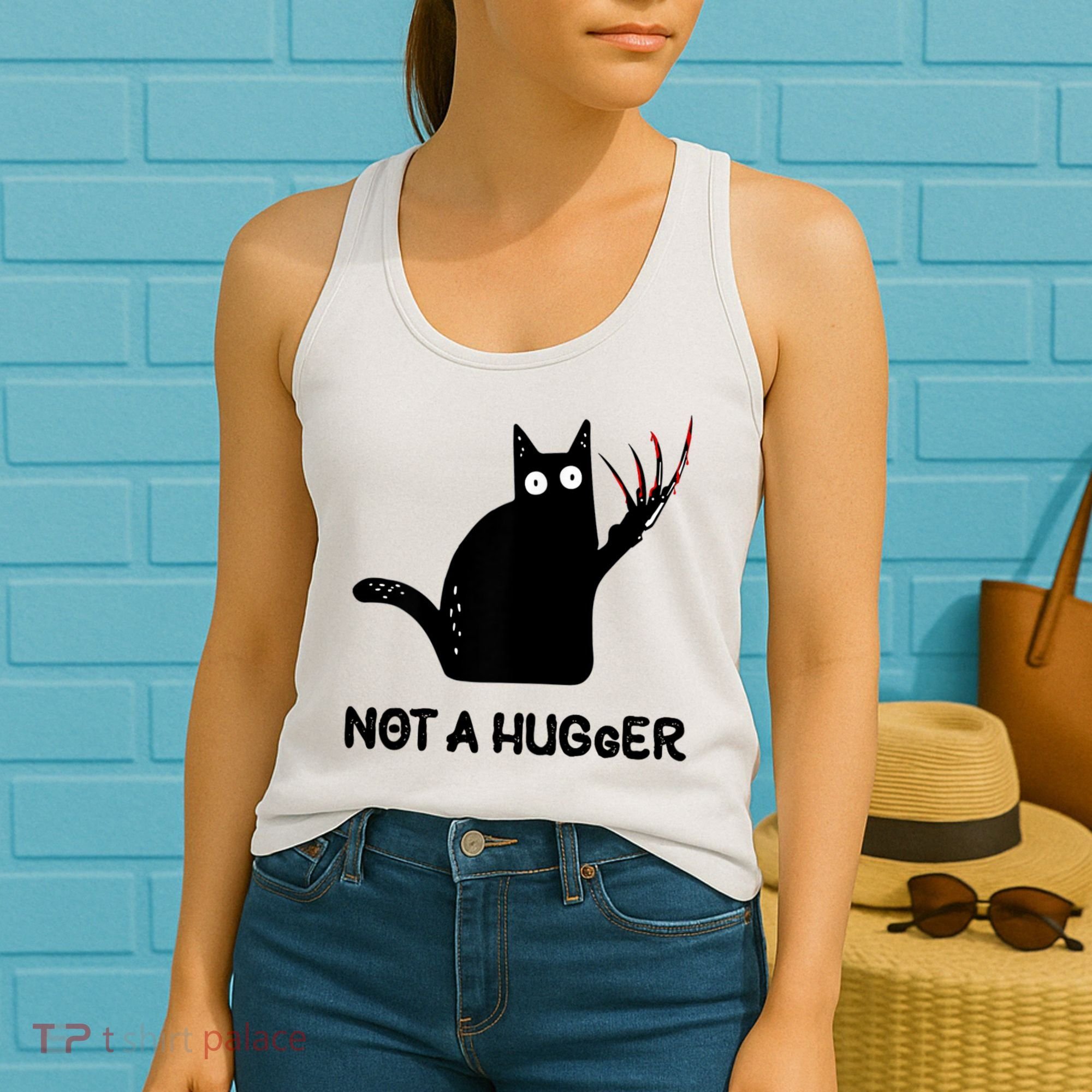 Funny Cat Not A Hugger Sarcastic Cat Saying Women's Tank Top