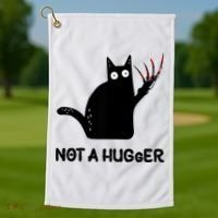 Funny Cat Not A Hugger Sarcastic Cat Saying Golf Towel thumb 1