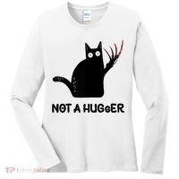 Funny Cat Not A Hugger Sarcastic Cat Saying Women's Long Sleeve Shirt thumb 0