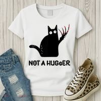 Funny Cat Not A Hugger Sarcastic Cat Saying Women's T-Shirt thumb 3