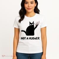 Funny Cat Not A Hugger Sarcastic Cat Saying Women's T-Shirt thumb 4
