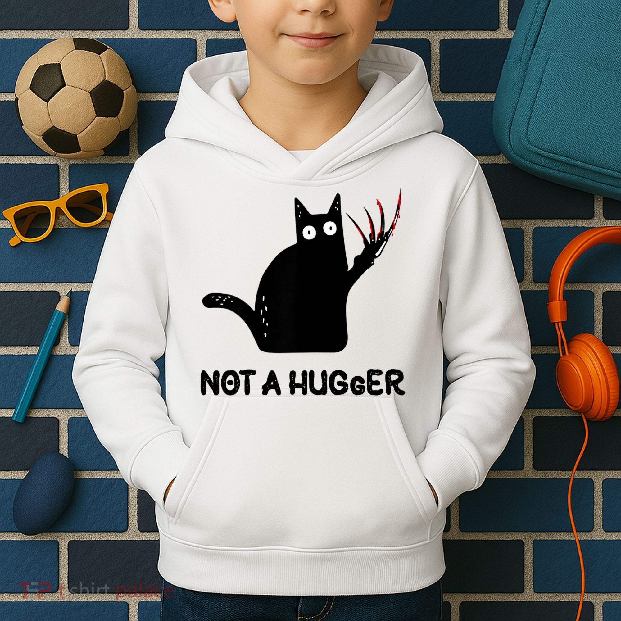 Funny Cat Not A Hugger Sarcastic Cat Saying Kids Hoodie