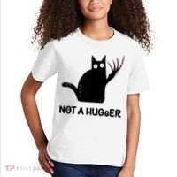 Funny Cat Not A Hugger Sarcastic Cat Saying Kids T-Shirt thumb 2