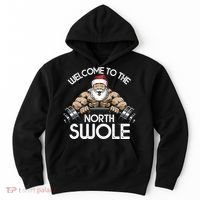 Funny Christmas North Swole Santa Claus Exercise Gym Hoodie thumb 0
