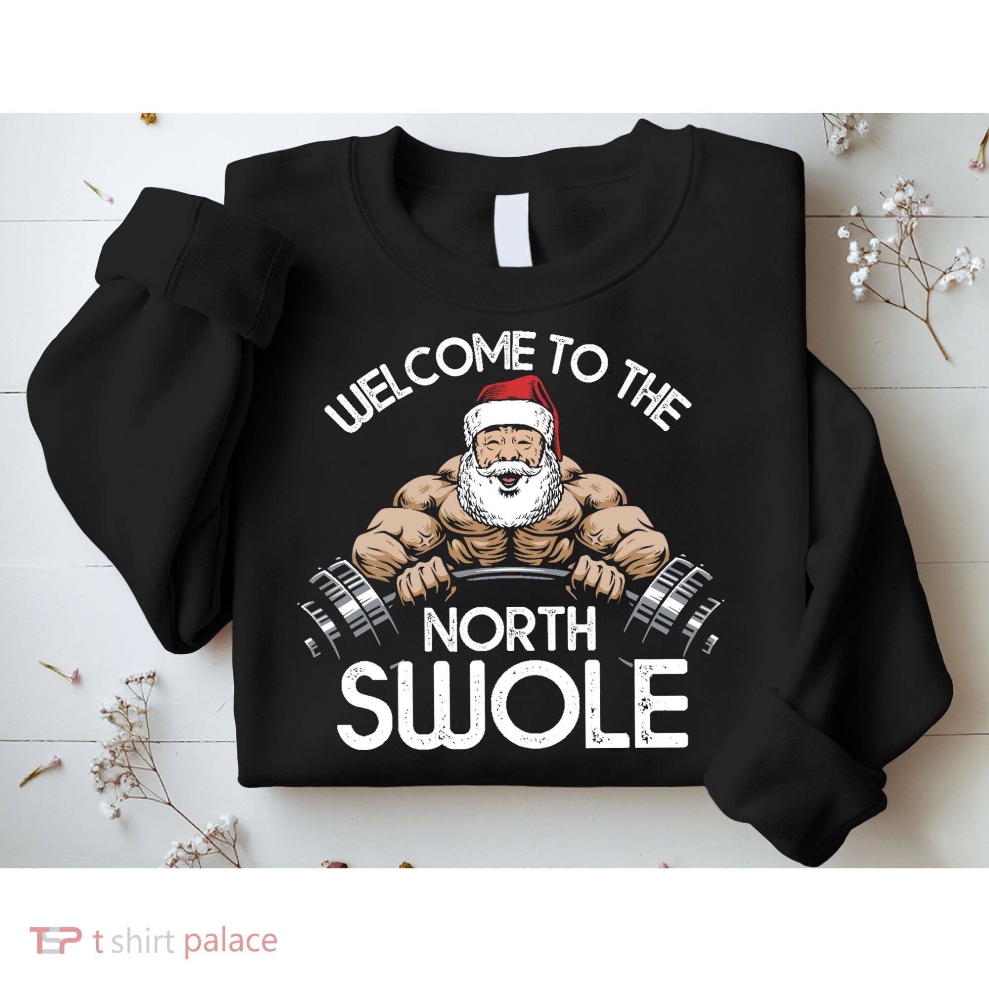 Funny Christmas North Swole Santa Claus Exercise Gym Sweatshirt