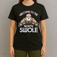 Funny Christmas North Swole Santa Claus Exercise Gym T-Shirt thumb 4