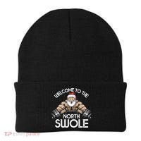 Funny Christmas North Swole Santa Claus Exercise Gym Beanie thumb 0