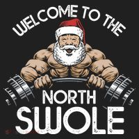 Funny Christmas North Swole Santa Claus Exercise Gym Beanie thumb 2