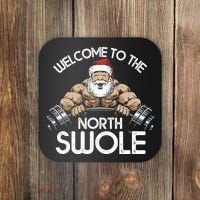 Funny Christmas North Swole Santa Claus Exercise Gym Coaster thumb 0
