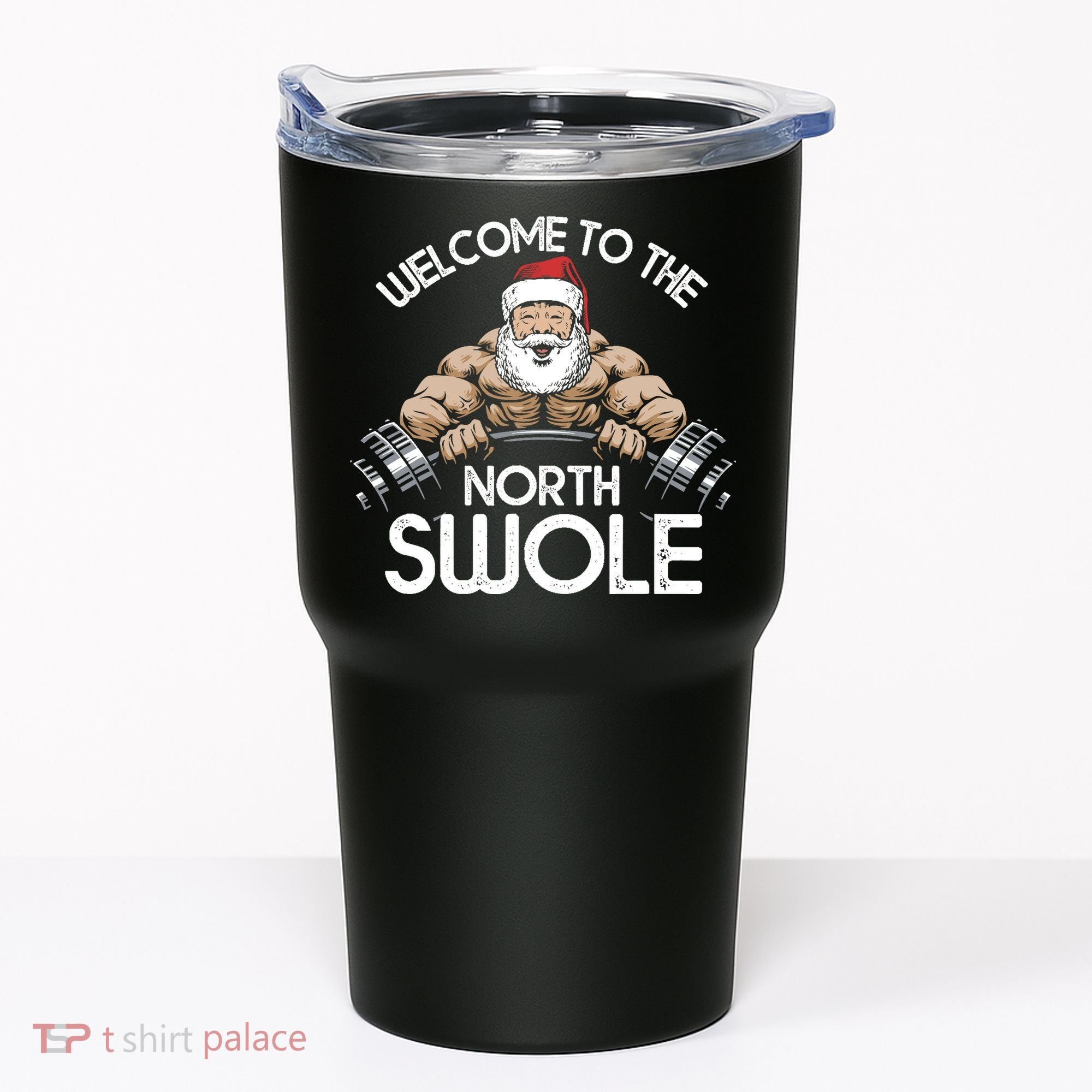Funny Christmas North Swole Santa Claus Exercise Gym Tumbler