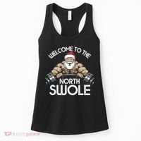 Funny Christmas North Swole Santa Claus Exercise Gym Women's Tank Top thumb 0