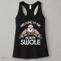 Funny Christmas North Swole Santa Claus Exercise Gym Women's Tank Top thumb 3