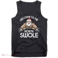 Funny Christmas North Swole Santa Claus Exercise Gym Tank Top thumb 0
