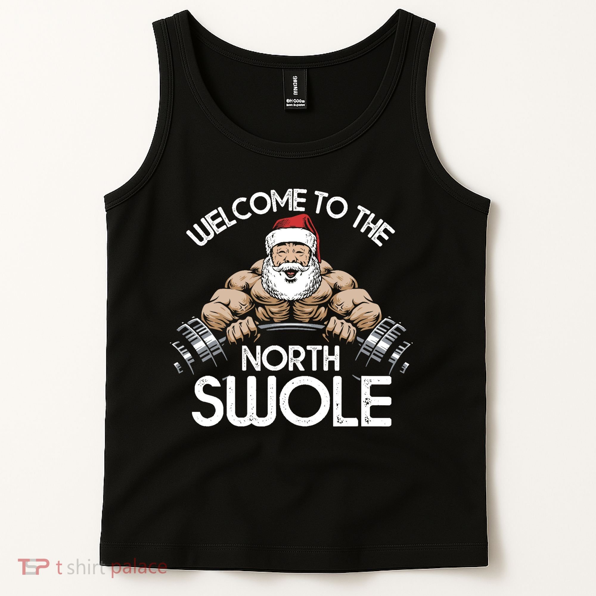 Funny Christmas North Swole Santa Claus Exercise Gym Tank Top