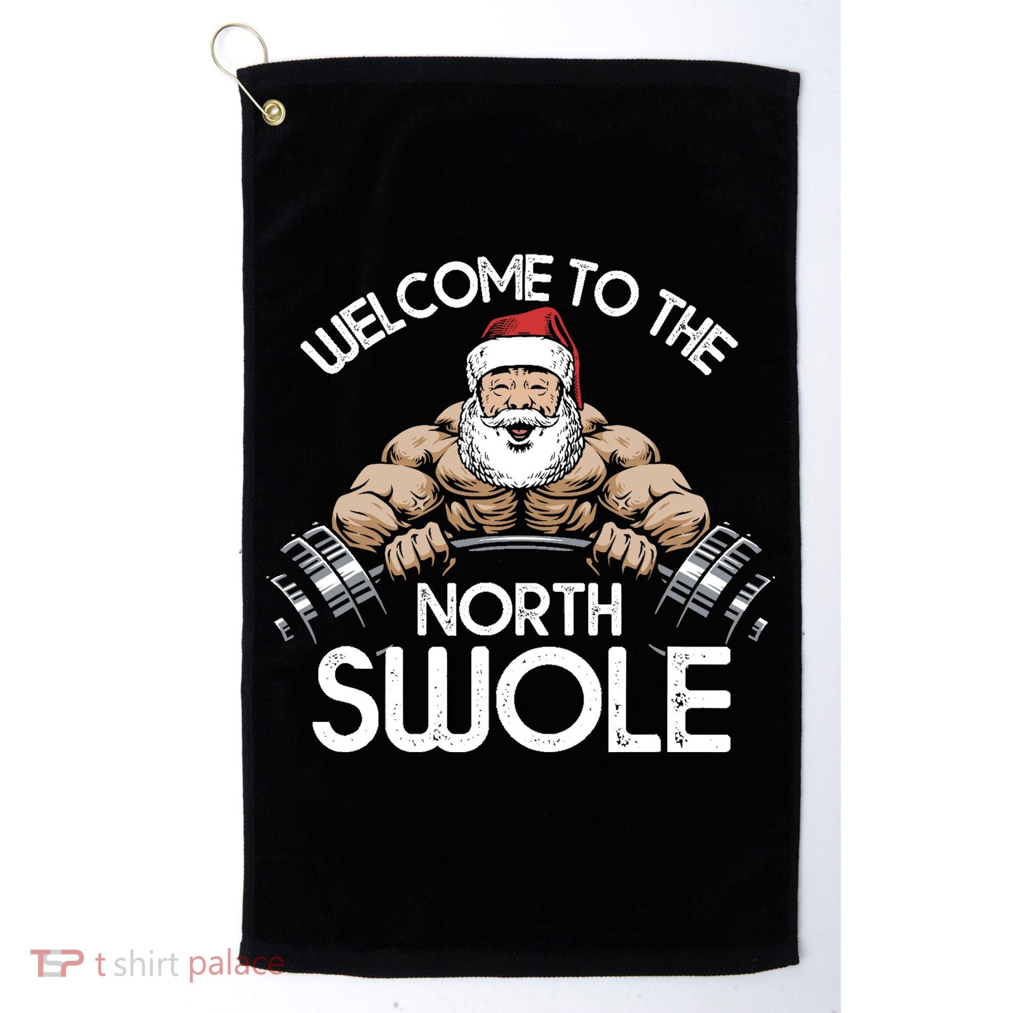 Funny Christmas North Swole Santa Claus Exercise Gym Golf Towel