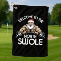 Funny Christmas North Swole Santa Claus Exercise Gym Golf Towel thumb 1