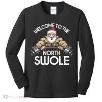 Funny Christmas North Swole Santa Claus Exercise Gym Kids Long Sleeve Shirt thumb 0