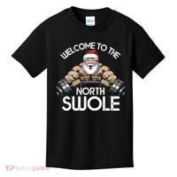 Funny Christmas North Swole Santa Claus Exercise Gym Kids T-Shirt thumb 0