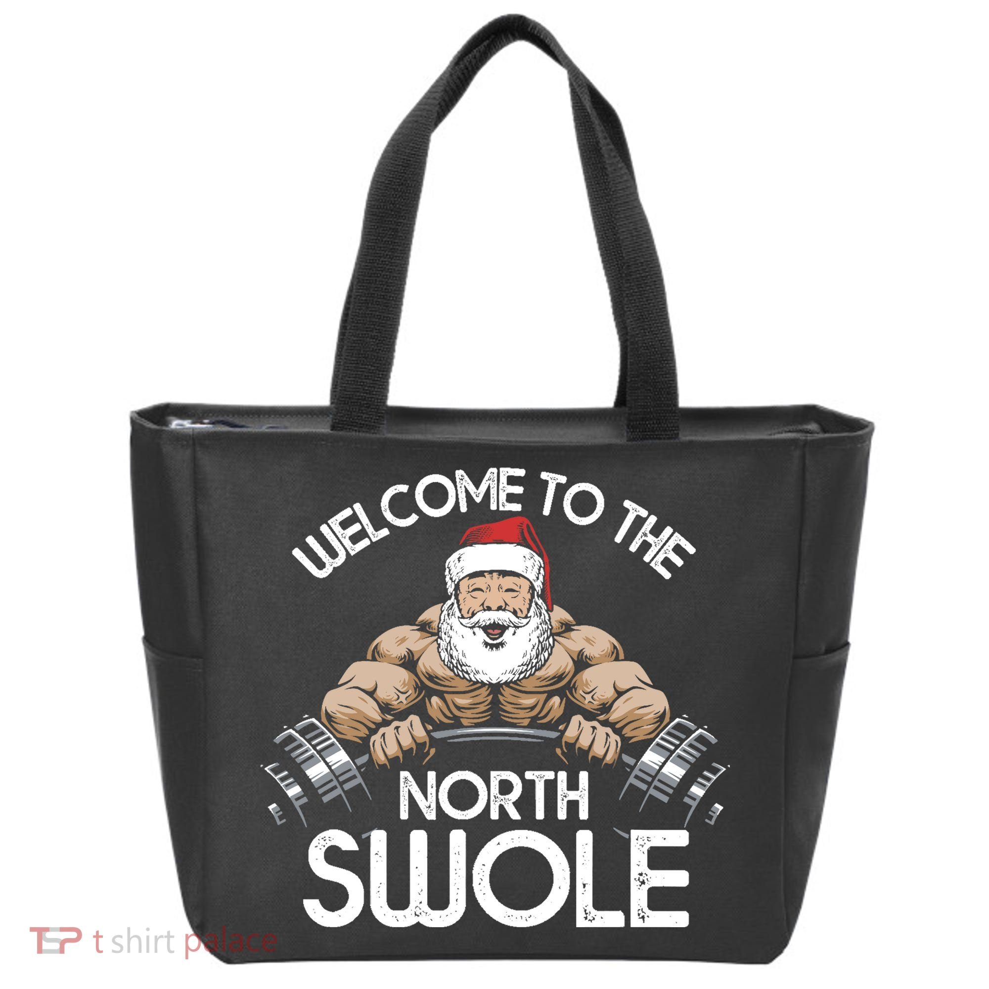 Funny Christmas North Swole Santa Claus Exercise Gym Tote Bag