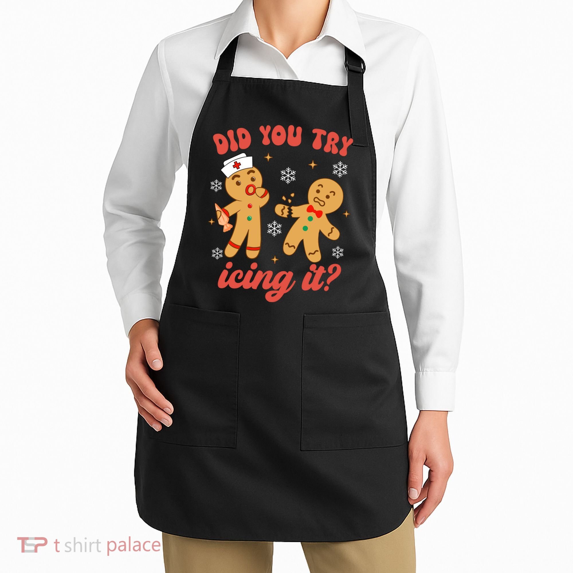 Funny Christmas Nurse Gingerbread Man Did You Try Icing It Apron