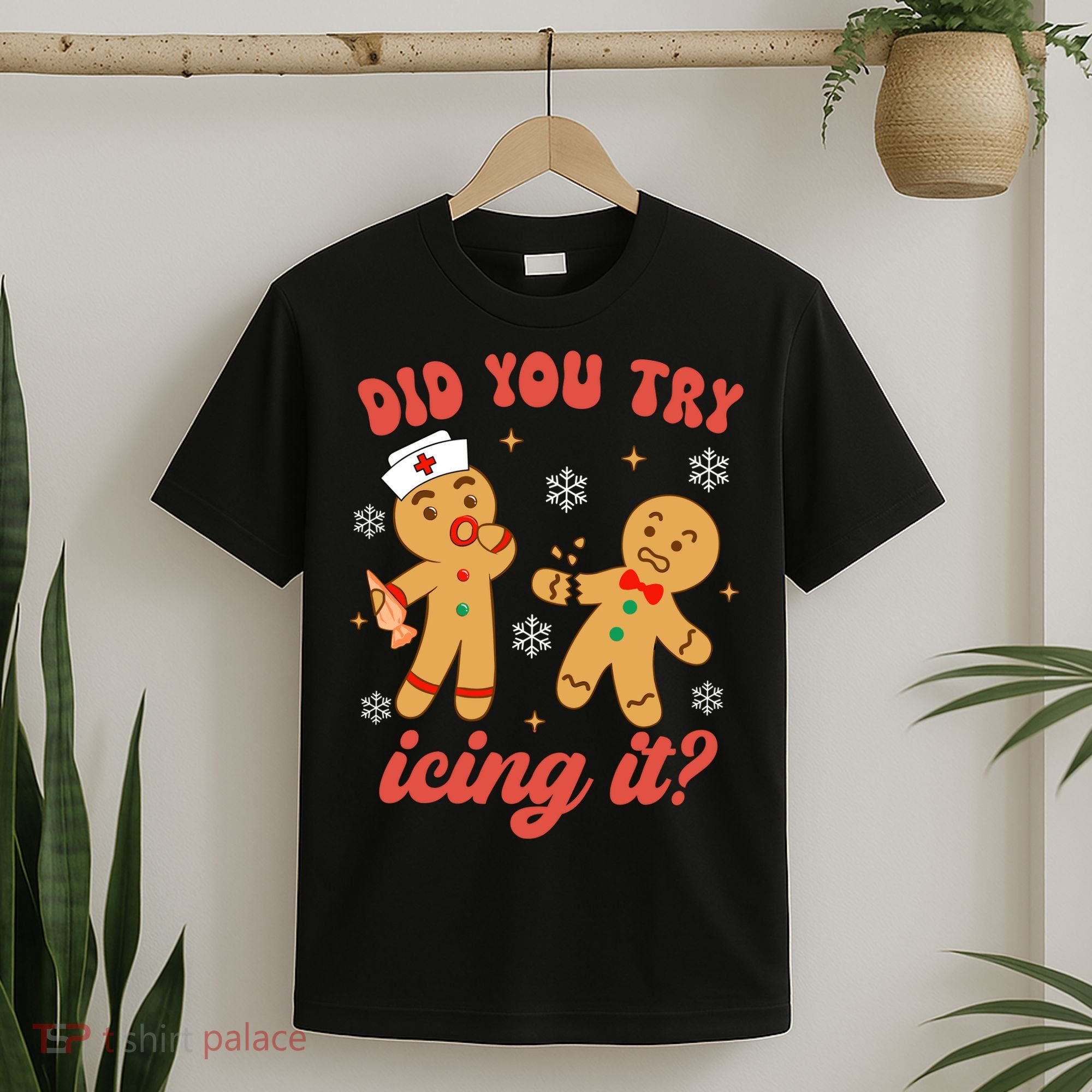 Funny Christmas Nurse Gingerbread Man Did You Try Icing It T-Shirt