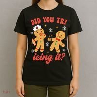 Funny Christmas Nurse Gingerbread Man Did You Try Icing It T-Shirt thumb 4