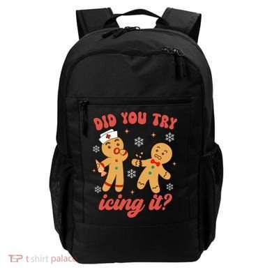 Funny Christmas Nurse Gingerbread Man Did You Try Icing It Backpack
