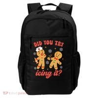 Funny Christmas Nurse Gingerbread Man Did You Try Icing It Backpack thumb 0