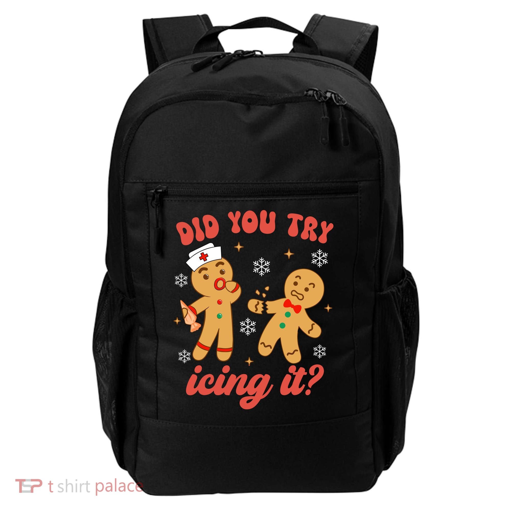 Funny Christmas Nurse Gingerbread Man Did You Try Icing It Backpack