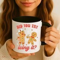 Funny Christmas Nurse Gingerbread Man Did You Try Icing It Coffee Mug thumb 3