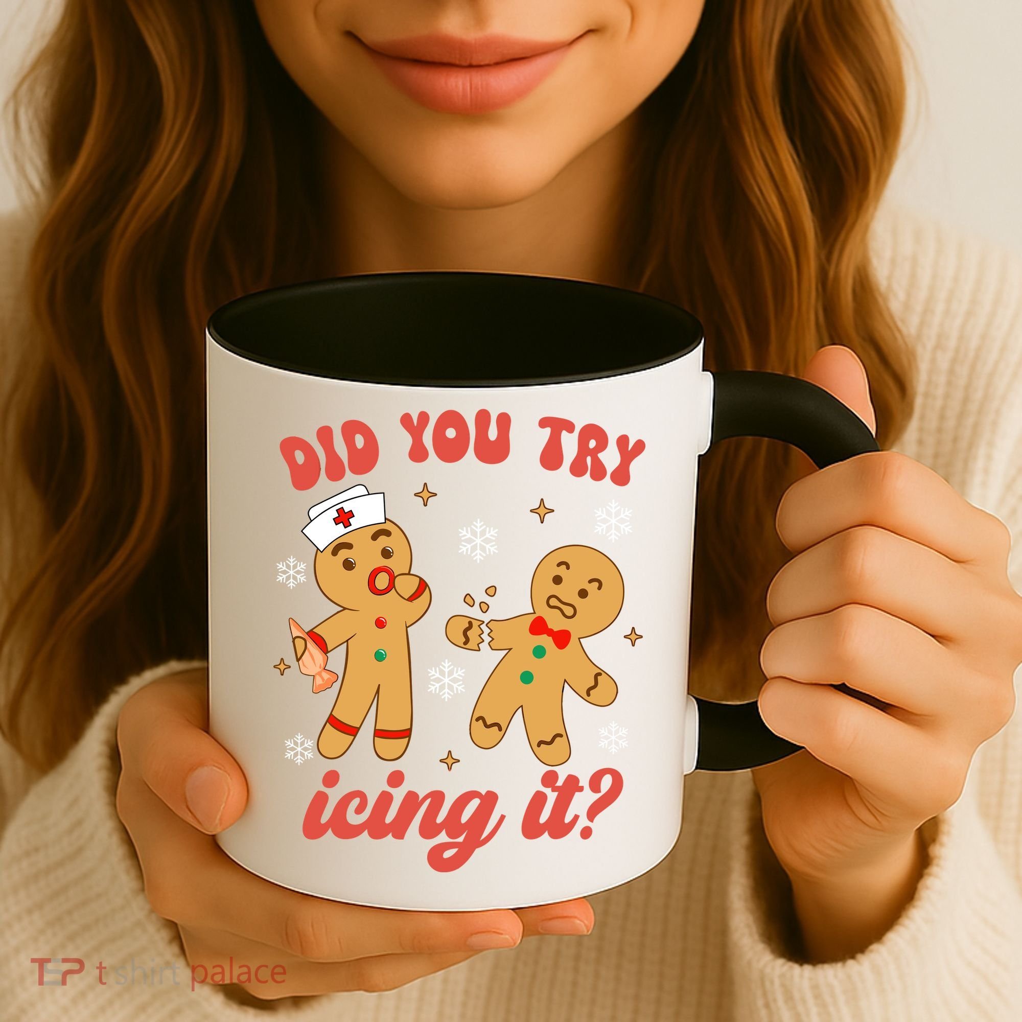 Funny Christmas Nurse Gingerbread Man Did You Try Icing It Coffee Mug