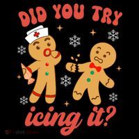 Funny Christmas Nurse Gingerbread Man Did You Try Icing It Women's Hoodie thumb 2